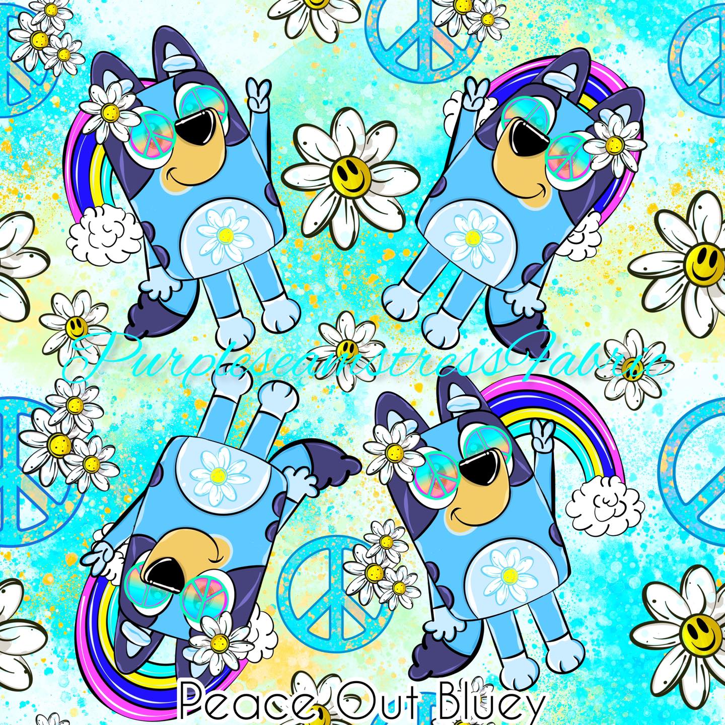 Sunflower Bluey Panel Cotton Lycra – Purpleseamstress Fabric