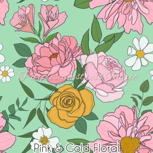 Pink & Gold Floral - Fabric