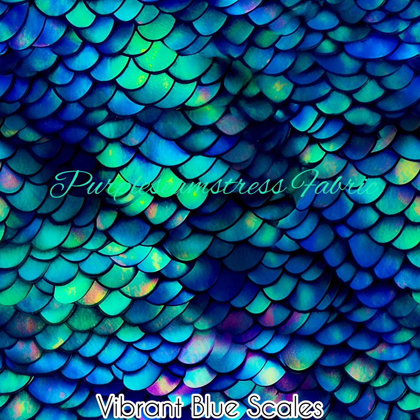 Vibrant Blue Mermaid Scales Cotton Lycra