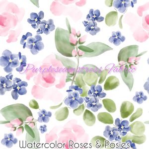 Watercolor Roses & Posies - Fabric