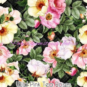 Wild Pink Tea Roses - Fabric