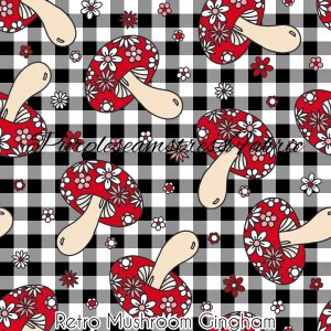 Retro Mushroom Gingham - Fabric