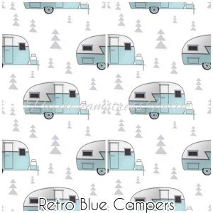 Retro Blue Campers - Fabric