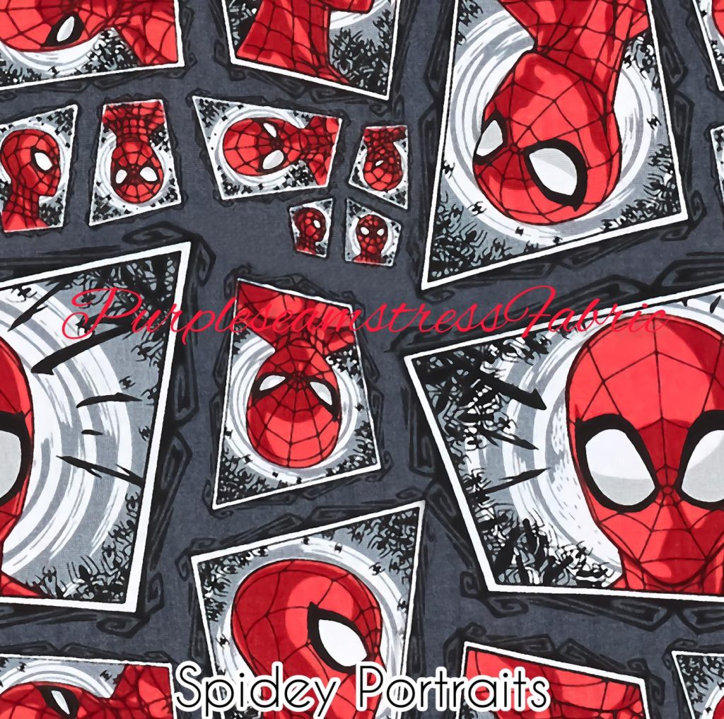 Spidey Portraits Cotton Lycra – Purpleseamstress Fabric