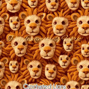 Faux Crocheted Lions - Fabric