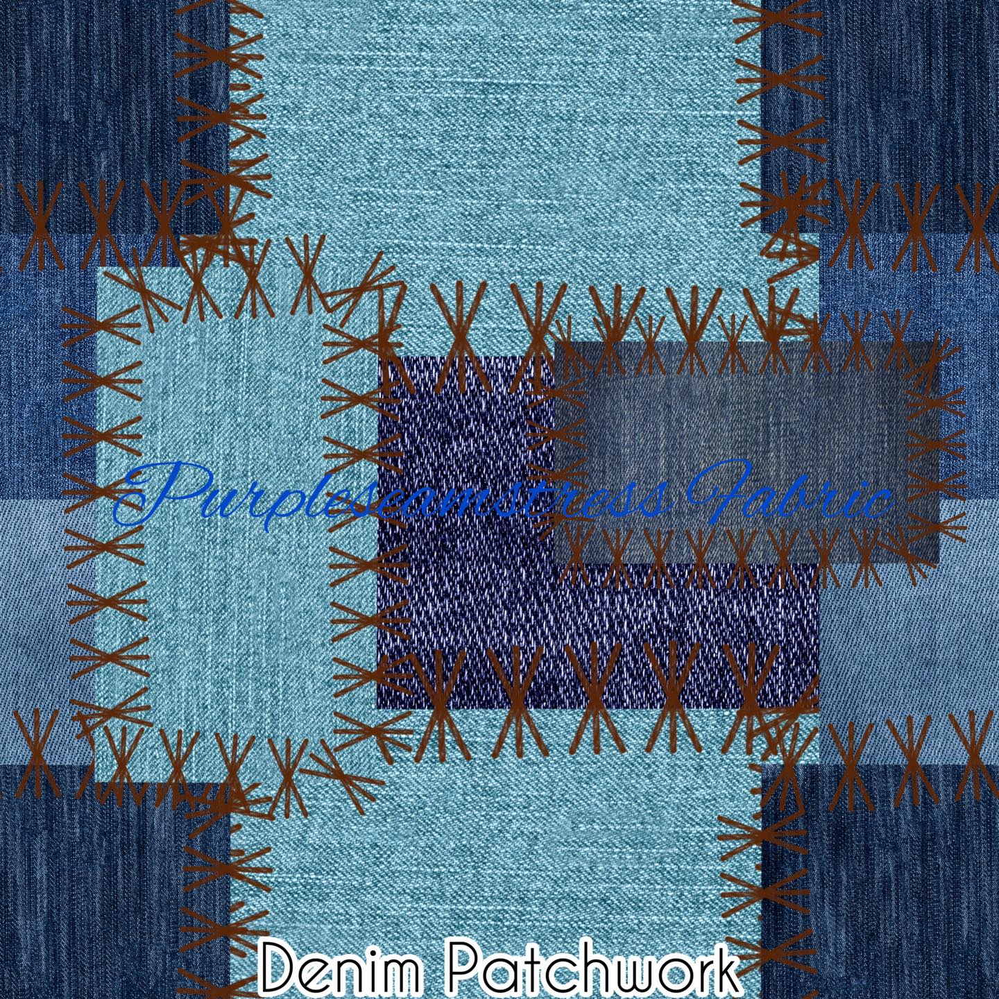 Denim Patchwork Cotton Lycra – Purpleseamstress Fabric