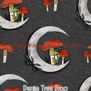 Denim Tree Frogs - Fabric