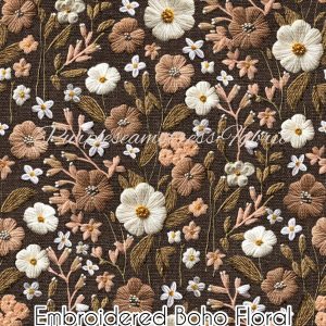 Faux Embroidered Boho Floral - Fabric