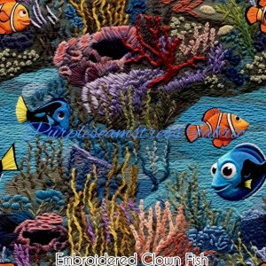 Faux Embroidered Clown Fish - Fabric