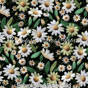 Faux Embroidered Daisy Field - Fabric