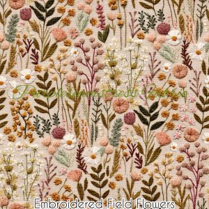 Faux Embroidered Field Flowers - Fabric