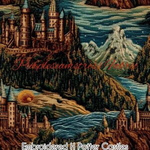 Faux Embroidered H Potter Castles - Fabric