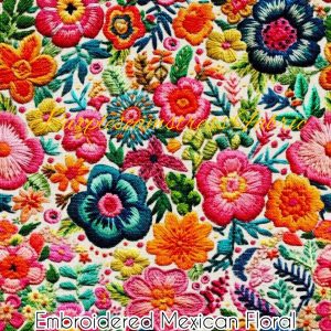 Faux Embroidered Mexican Floral - Fabric