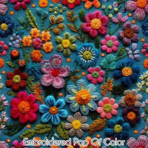Faux Embroidered Pop of Color - Fabric