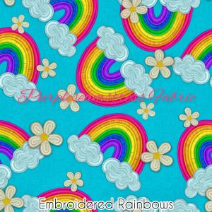 Faux Embroidered Rainbows - Fabric