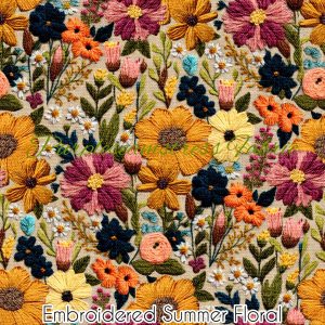 Faux Embroidered Summer Floral - Fabric