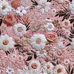Faux Embroidery in Pink - Fabric