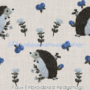 Faux Embroidered Hedgehogs - Fabric