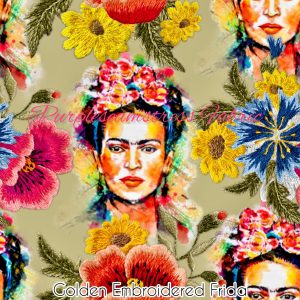 Faux Golden Embroidered Frida - Fabric