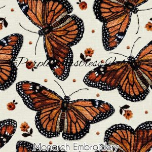 Faux Monarch Butterfly/Butterflies Embroidery - Fabric