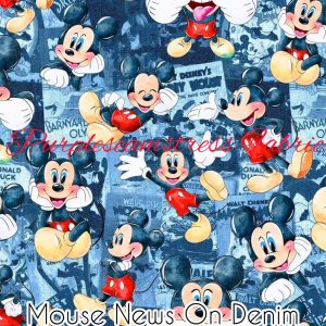 Mouse News on Denim - Fabric
