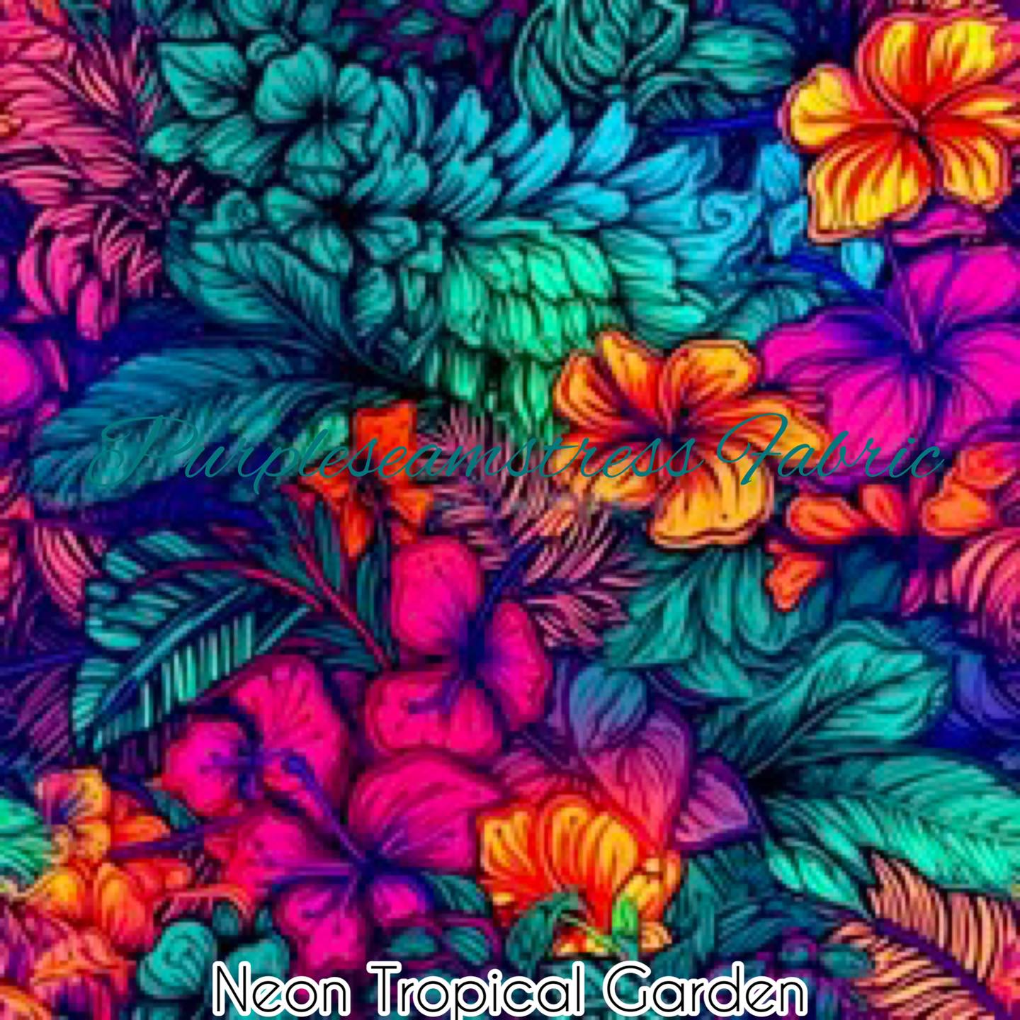 Neon Tropical Garden Cotton Lycra