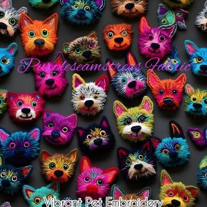 Faux Vibrant Pet Embroidery - Fabric