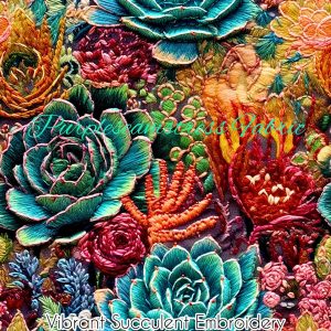 Faux Vibrant Succulent Embroidery - Fabric