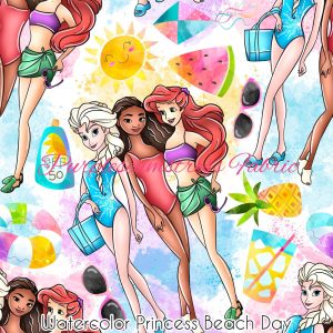 Watercolor Princess Beach Day - Fabric