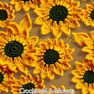 Faux Crocheted Sunflowers - Fabric