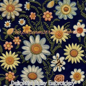 Faux Delightful Daisy Embroidery - Fabric