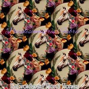 Faux Embroidered Floral Horses - Fabric