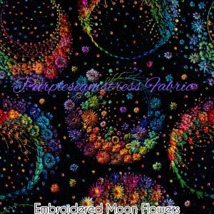 Faux Embroidered Moon Flowers - Fabric