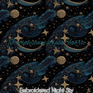 Faux Embroidered Night Sky - Fabric