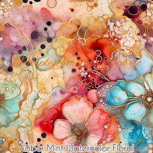 Amber Mint Watercolor Floral - Fabric