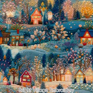 Faux Bright Village Embroidery - Fabric