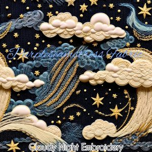 Faux Cloudy Night Embroidery - Fabric