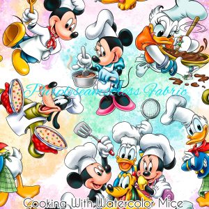 Cooking Watercolor Mice - Fabric