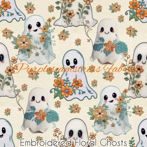 Faux Embroidered Floral Ghosts - Fabric