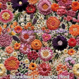 Faux Embroidered Cottagecore Floral - Fabric