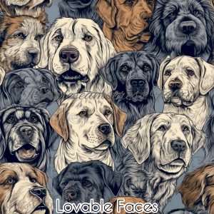Loveable Dog Faces - Fabric
