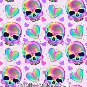 Metallic Rainbow Skulls - Fabric