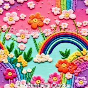 Faux Pink Rainbow Garden - Fabric