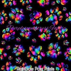 Rainbow Paw Prints - Fabric