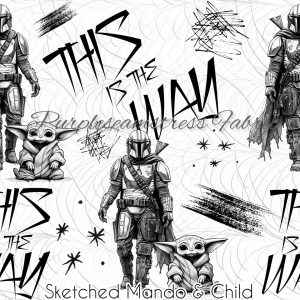 Sketched Mando & Child - Fabric