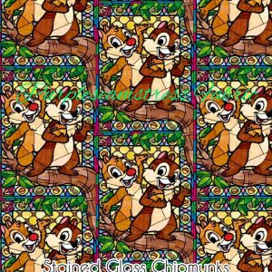 Stained Glass Chipmunks - Fabric