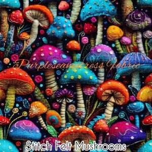 Faux Stitch Felt Mushrooms - Fabric