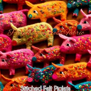 Faux Stitched Felt Piglets - Fabric