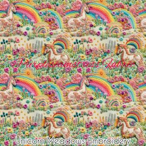 Faux Unicorn Meadows Embroidery - Fabric