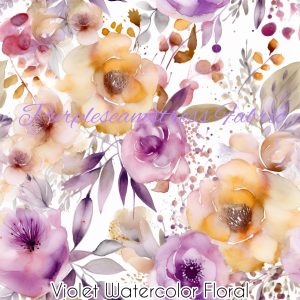 Violet Watercolor Floral - Fabric